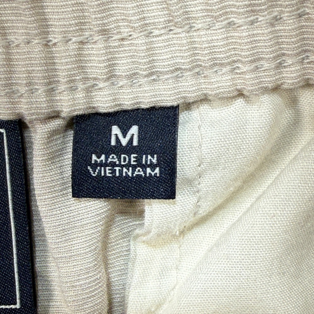 Gap Linen Easy Shorts Mens Medium Khaki Tan Pull-On Drawstring Elastic Waist - Picture 8 of 11